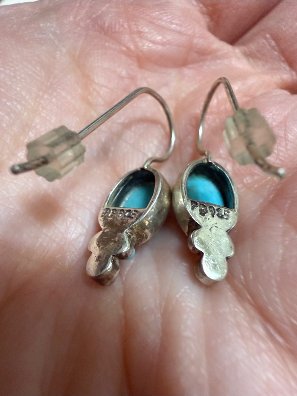 Sterling Silver 925 Turquoise Drop Earrings - Picture 5 of 6